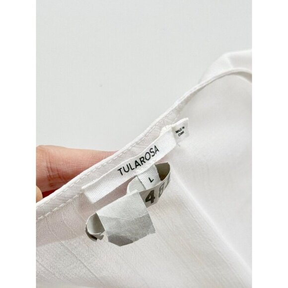 TULAROSA Darla Cloud White Chiffon Long Sleeve Ruffle Mini Shift Dress, Size L - Picture 8 of 10